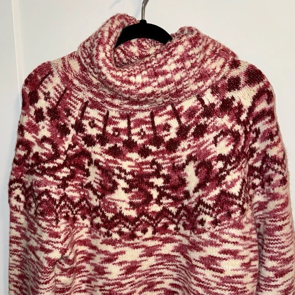 NWT LOFT Burgundy and Cream Cowl Neck Sweater​ - XS
